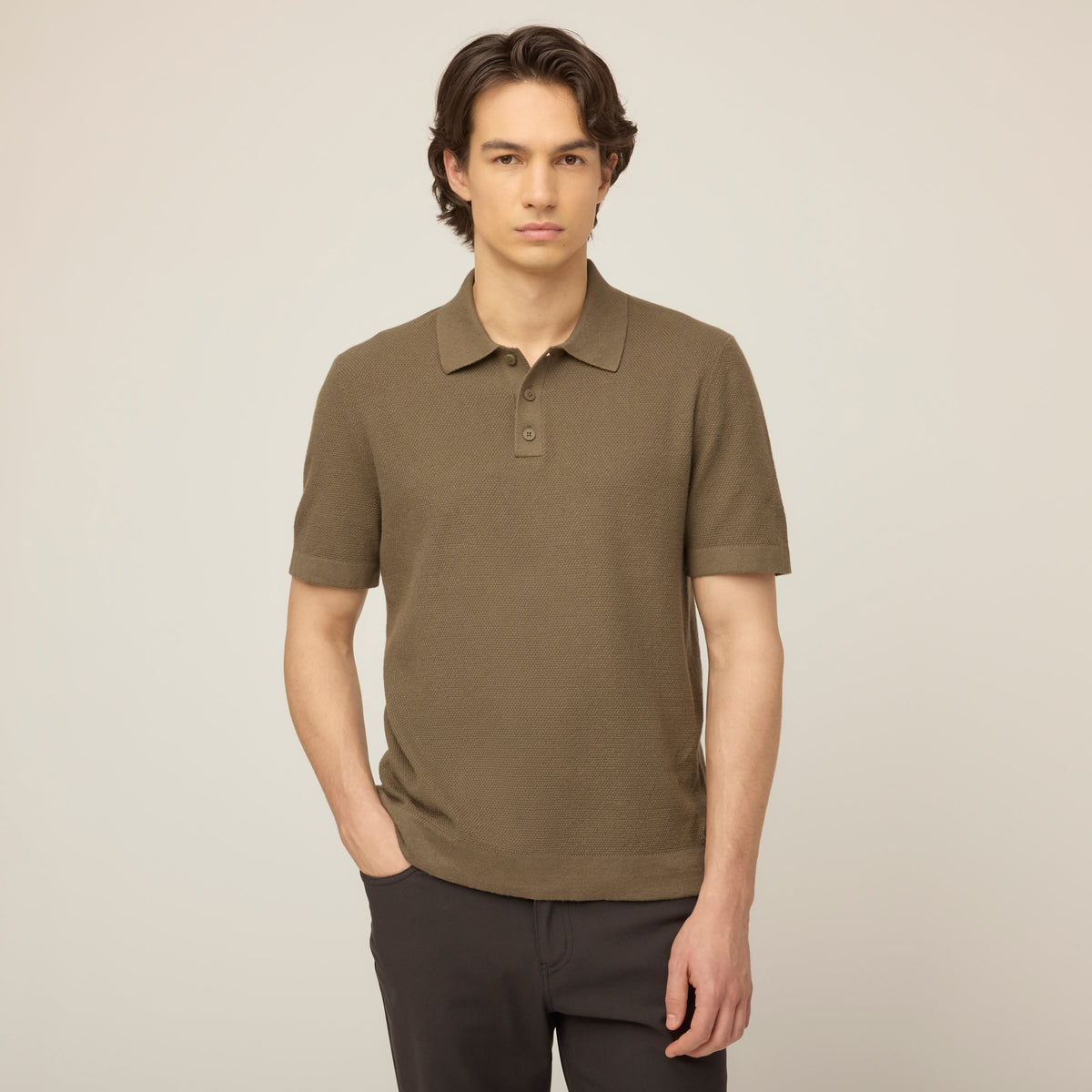 Men's Cotton Linen Polo Collar Jumper – view 8