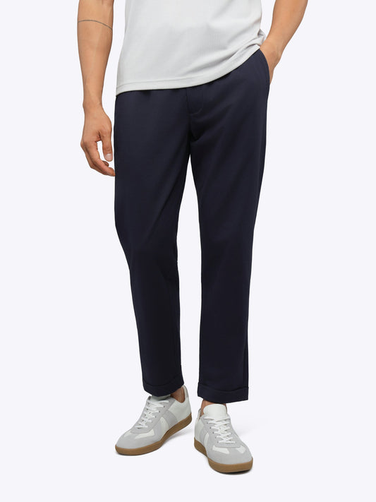 Men's Drawstring Chino Trousers – Ultra-Soft Lightweight Fabric, Elastic Waist, Classic Fit | Marine Navy