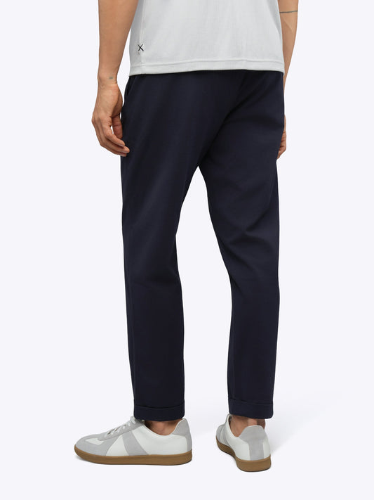 Men's Drawstring Chino Trousers – Ultra-Soft Lightweight Fabric, Elastic Waist, Classic Fit | Marine Navy