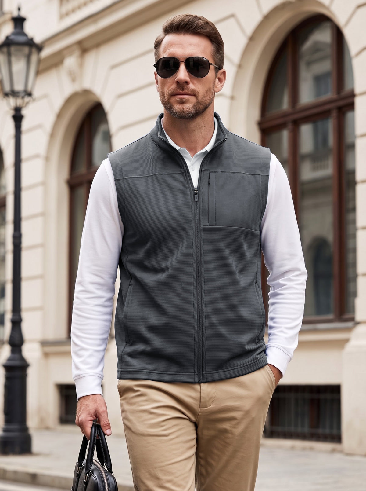 Men's Nylon Blend Stripe Texture Golf Gilet – view 1