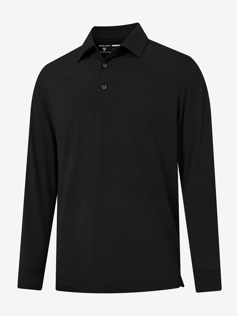 Men's Long Sleeve Melange Golf Polo Shirt – view 45