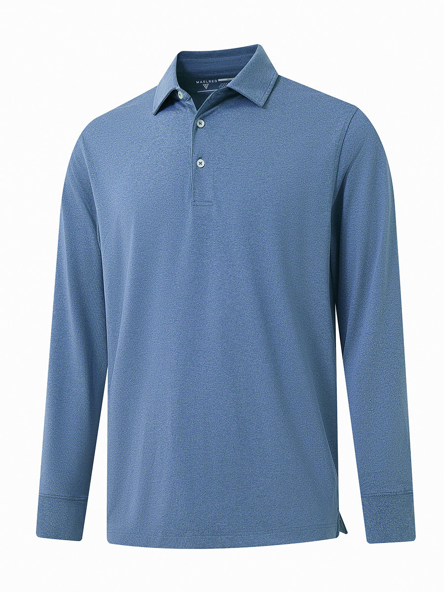 Men's Long Sleeve Melange Golf Polo Shirt – view 51