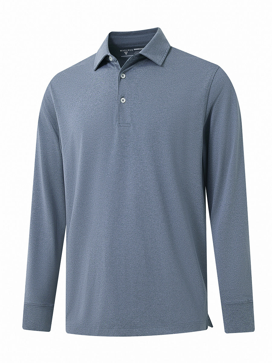 Men's Long Sleeve Melange Golf Polo Shirt – view 63