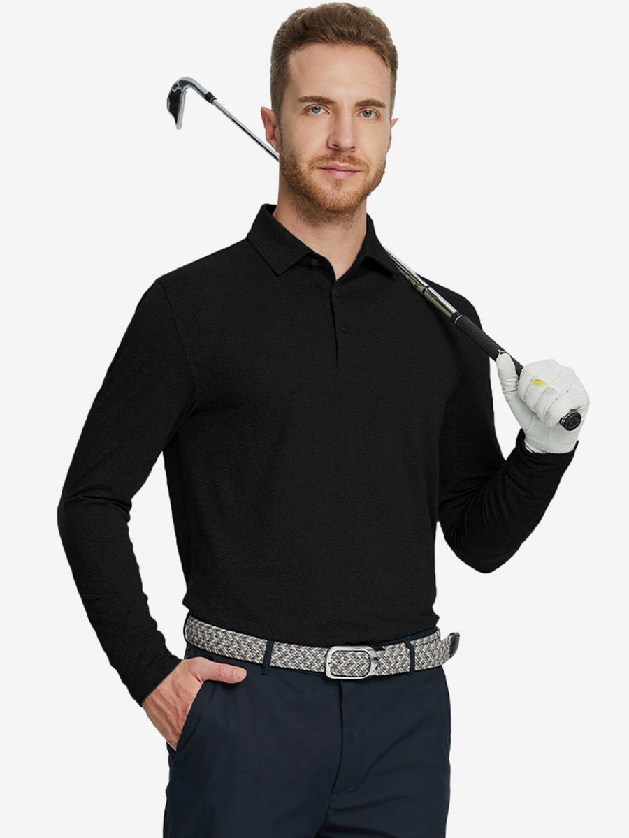 Men's Long Sleeve Melange Golf Polo Shirt – view 46