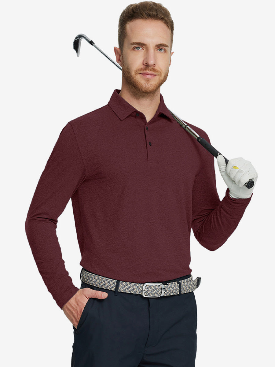 Men's Long Sleeve Melange Golf Polo Shirt – view 58