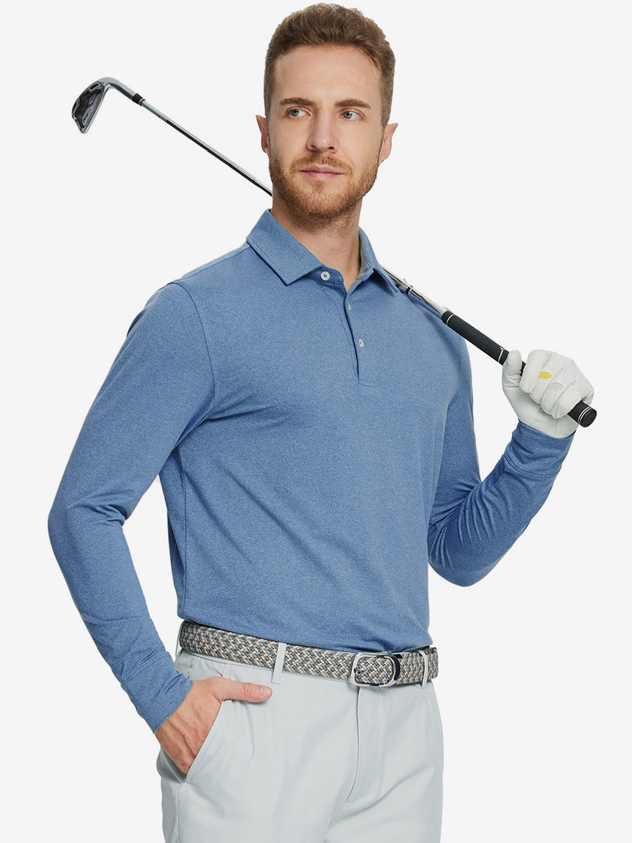 Men's Long Sleeve Melange Golf Polo Shirt – view 52