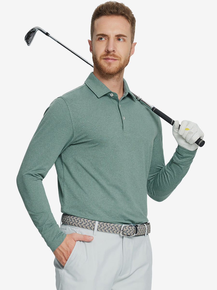 Men's Long Sleeve Melange Golf Polo Shirt – view 70