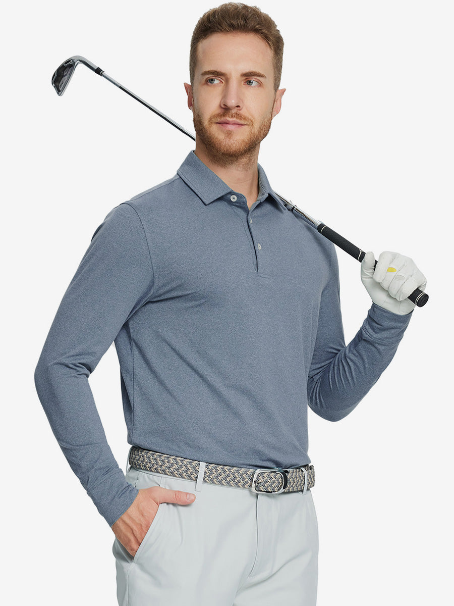 Men's Long Sleeve Melange Golf Polo Shirt – view 64