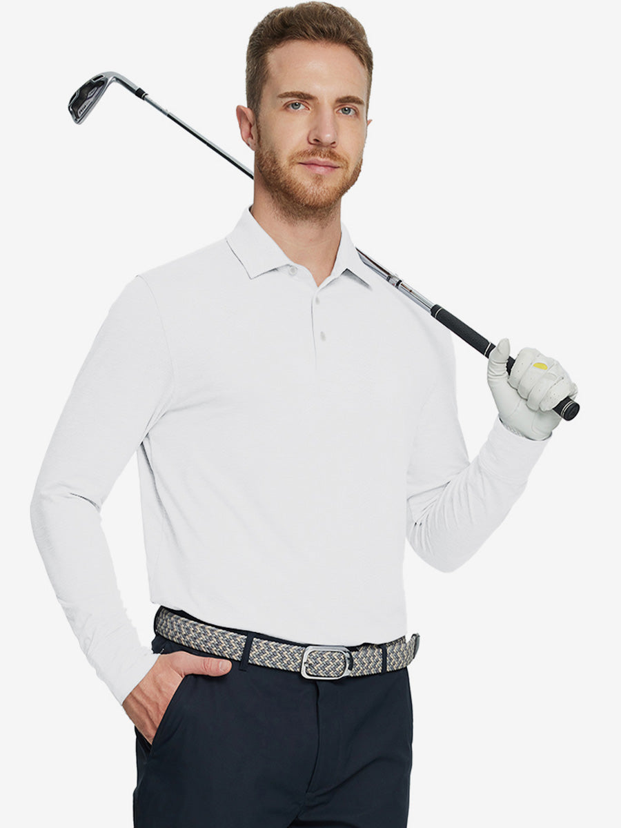Men's Long Sleeve Melange Golf Polo Shirt – view 76