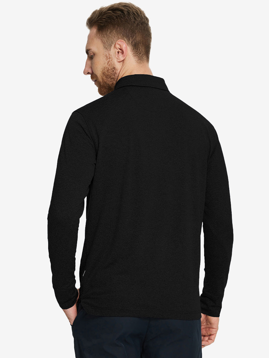 Men's Long Sleeve Melange Golf Polo Shirt – view 47