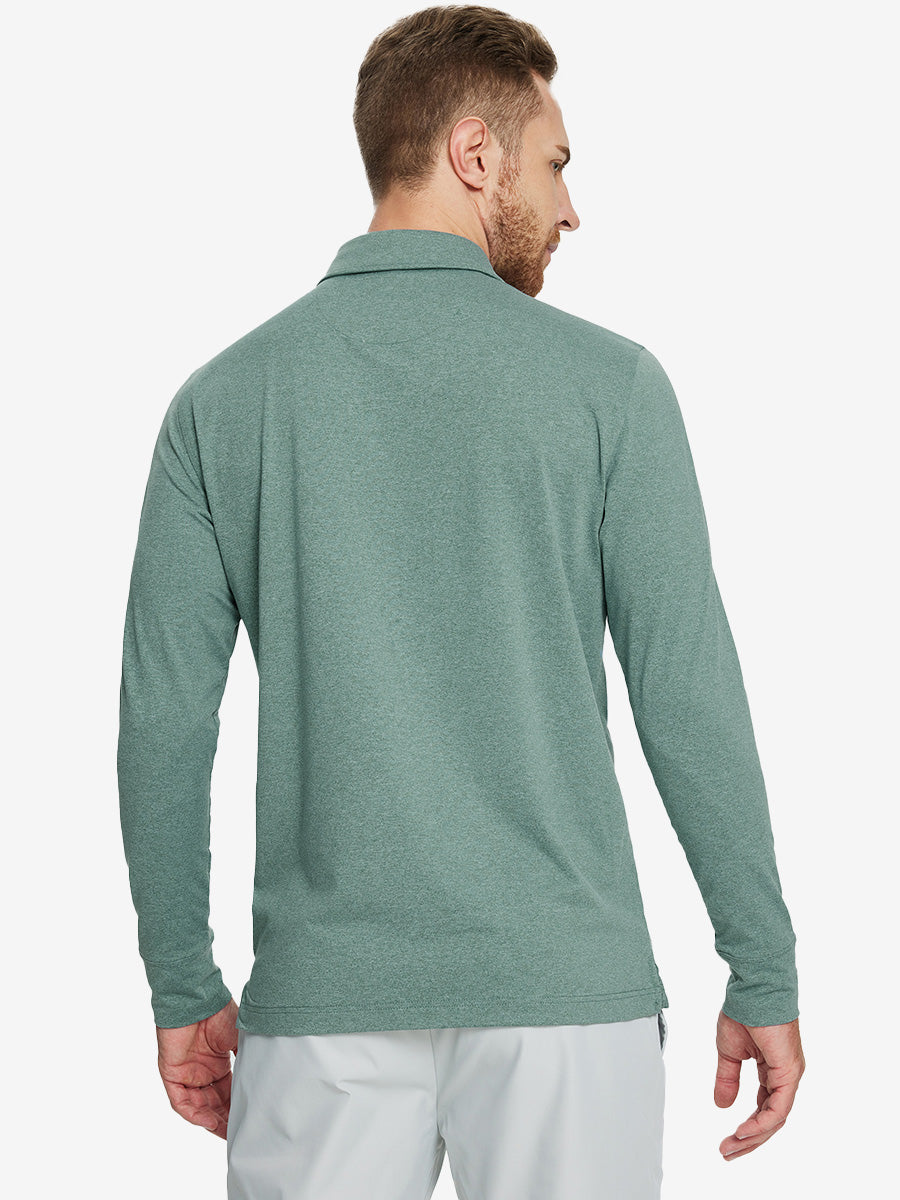 Men's Long Sleeve Melange Golf Polo Shirt – view 71