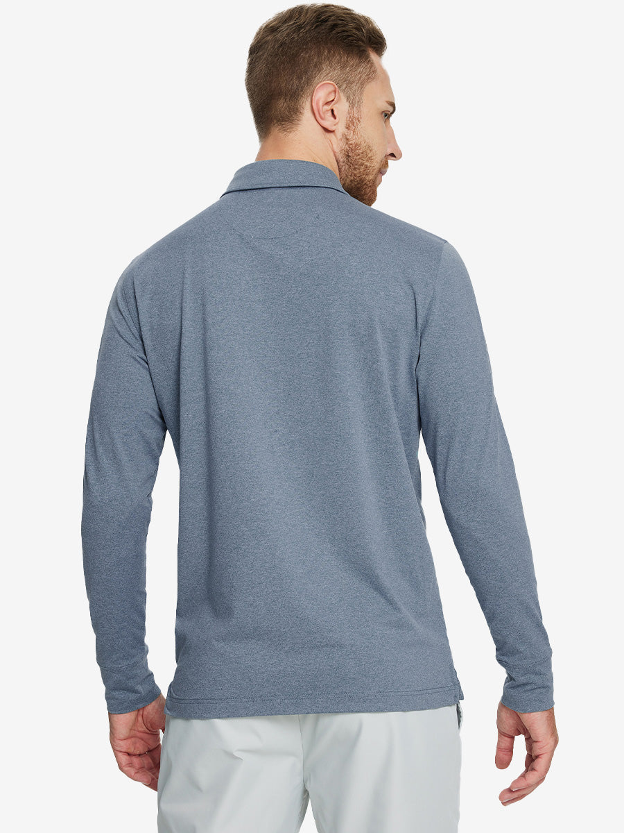 Men's Long Sleeve Melange Golf Polo Shirt – view 65