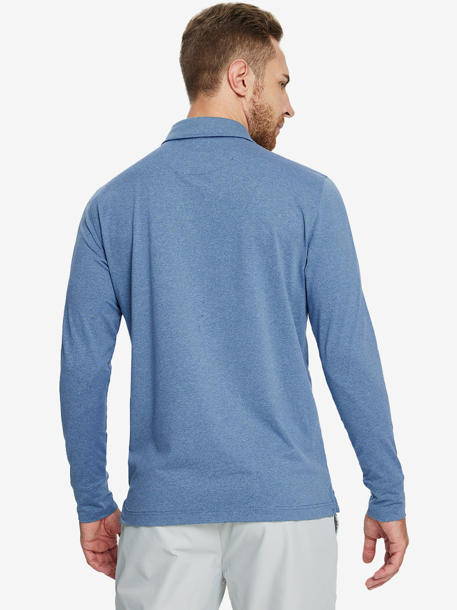 Men's Long Sleeve Melange Golf Polo Shirt – view 53