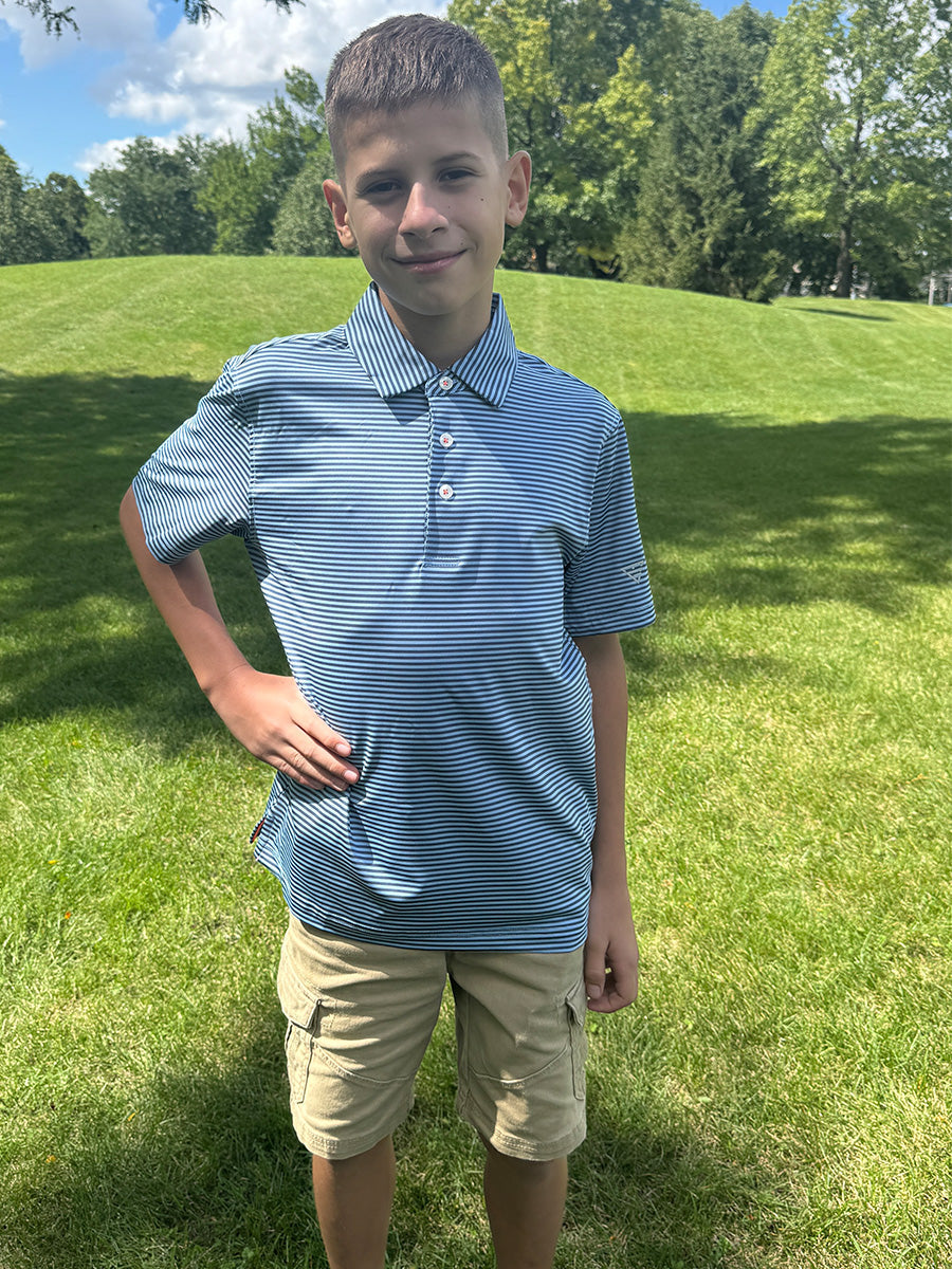 Youth Striped Performance Polo Shirt – view 1