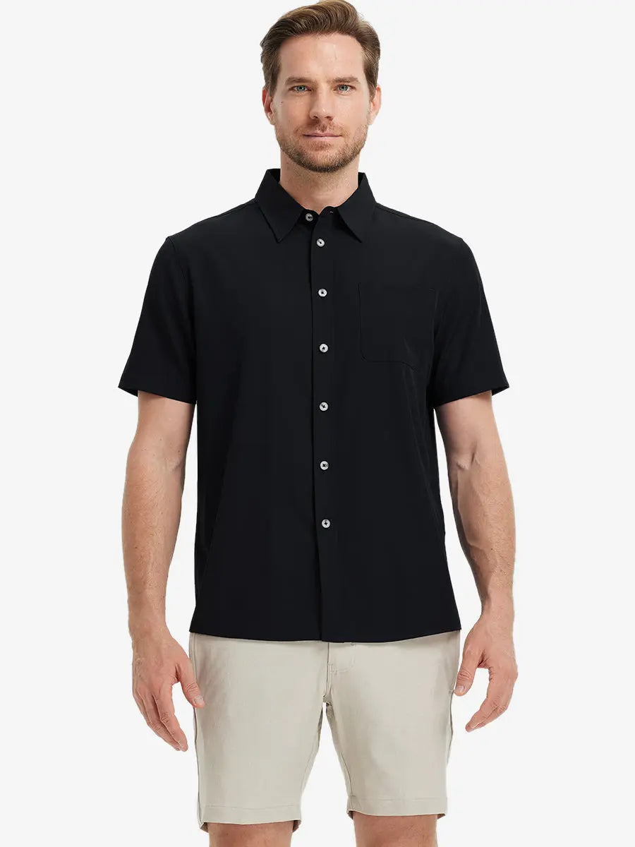 Men's Breathable Stretch Button-Up Shirt – Lightweight Wrinkle-Resistant Fabric, Four-Way Stretch, Solid Colours – view 9
