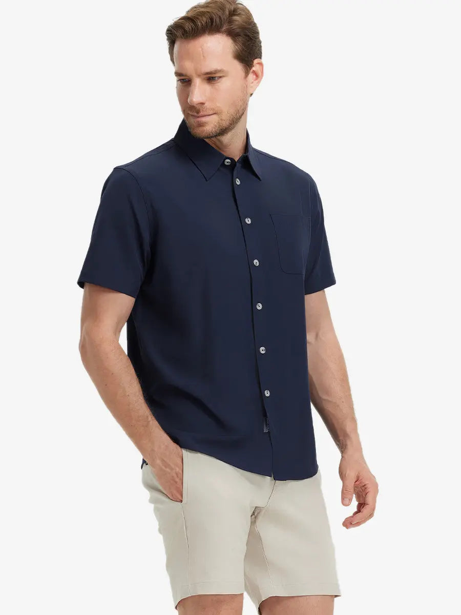 Men's Breathable Stretch Button-Up Shirt – Lightweight Wrinkle-Resistant Fabric, Four-Way Stretch, Solid Colours – view 34