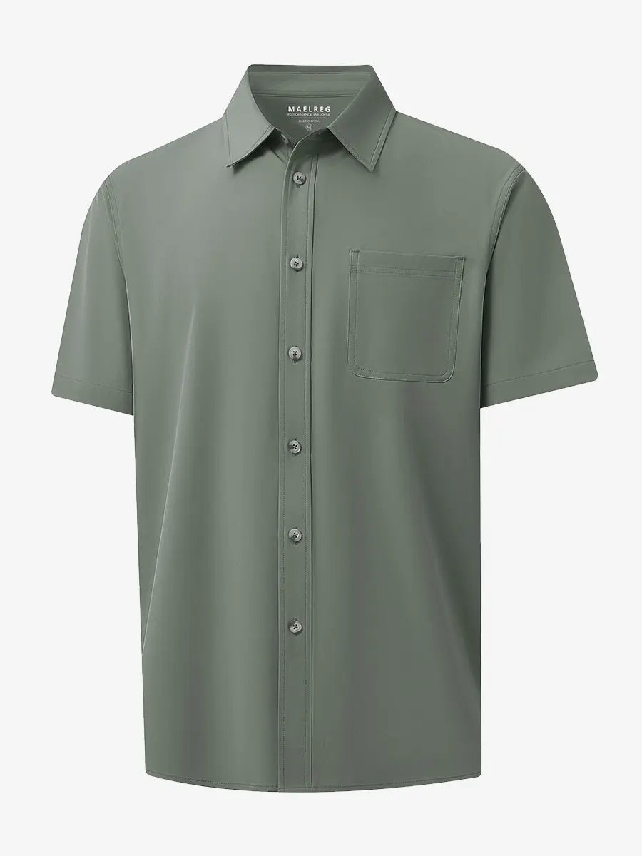 Men's Breathable Stretch Button-Up Shirt – Lightweight Wrinkle-Resistant Fabric, Four-Way Stretch, Solid Colours – view 38