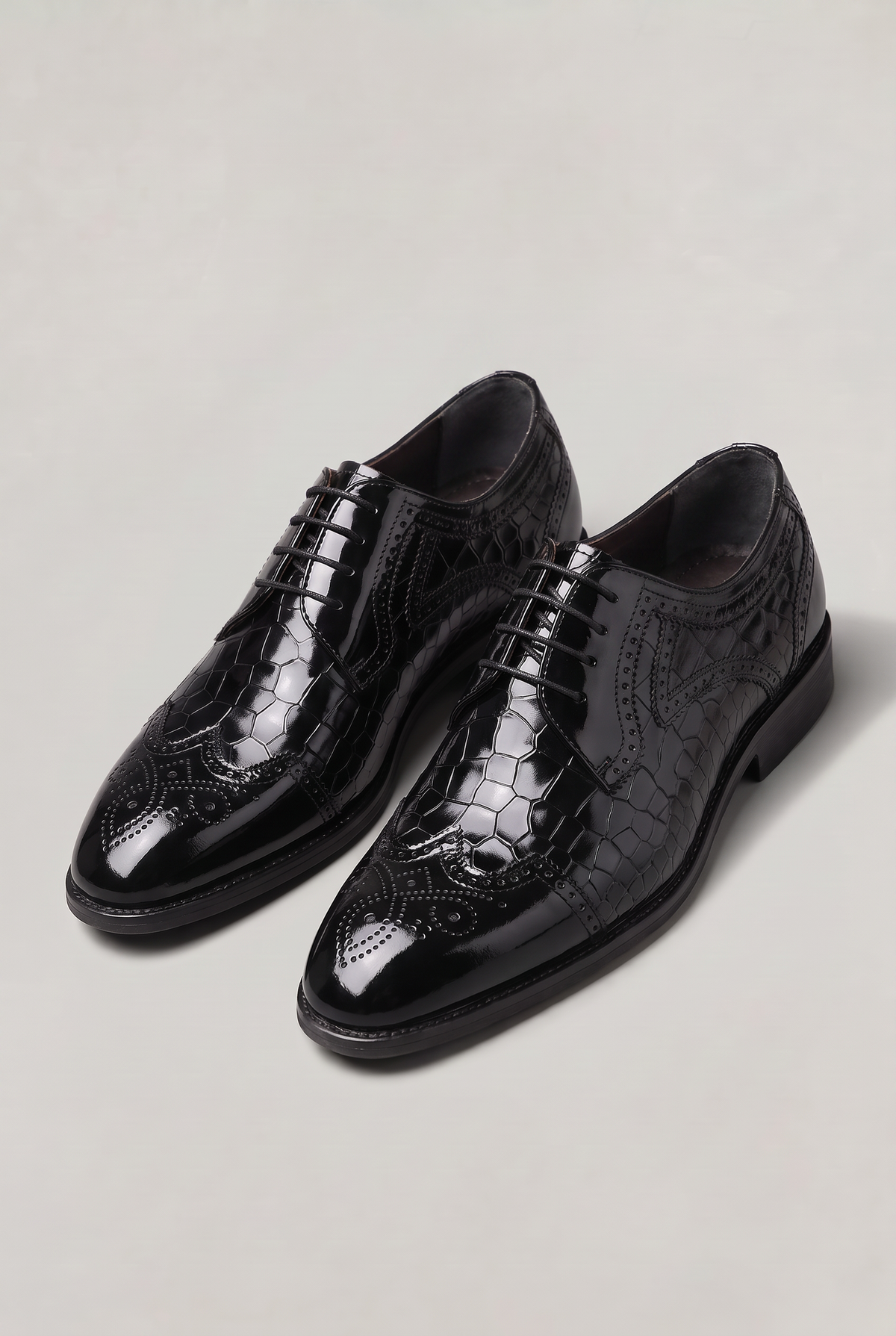 Men's Patent Croc-Effect Brogue Shoes – view 4