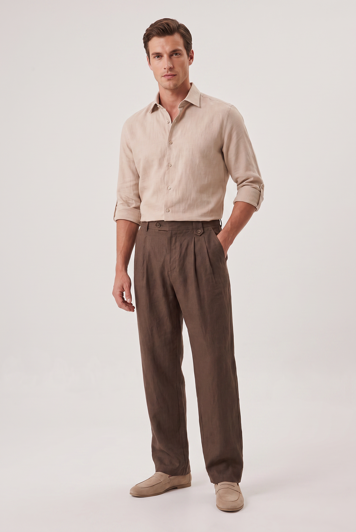 Men's Relaxed Straight Wide-Leg Linen Trousers – view 2