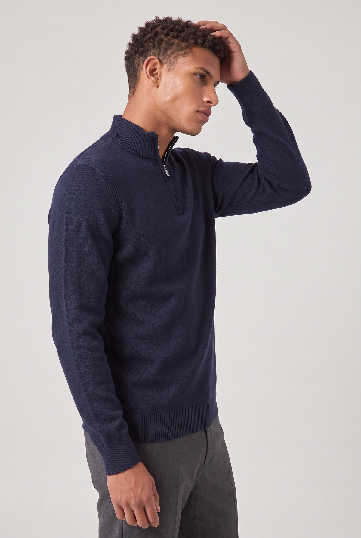 Men's Zip Up Funnel Neck Jumper – view 2