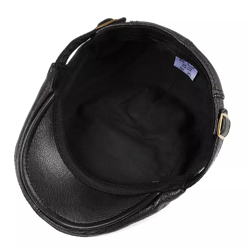 Melville Men's Genuine Leather Duckbill Flat Cap – Diamond Pattern Cowhide, Three Sizes from 56 to 61 cm – view 3