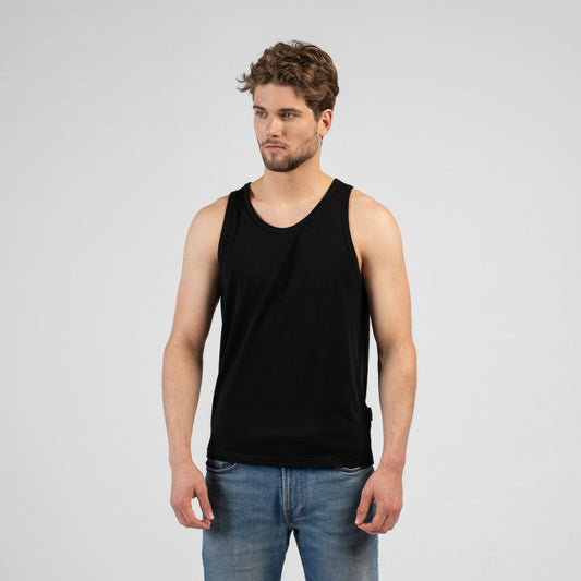 Men's Merino Wool Tank Top – Sleeveless Training Vest, Breathable Quick-Drying Jersey | Black