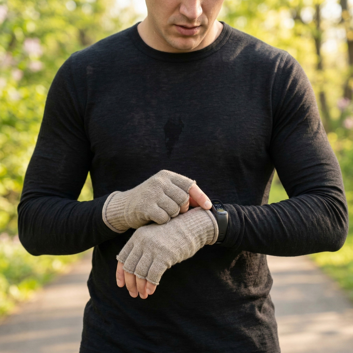 Men's Merino Wool Fingerless Gloves – view 7