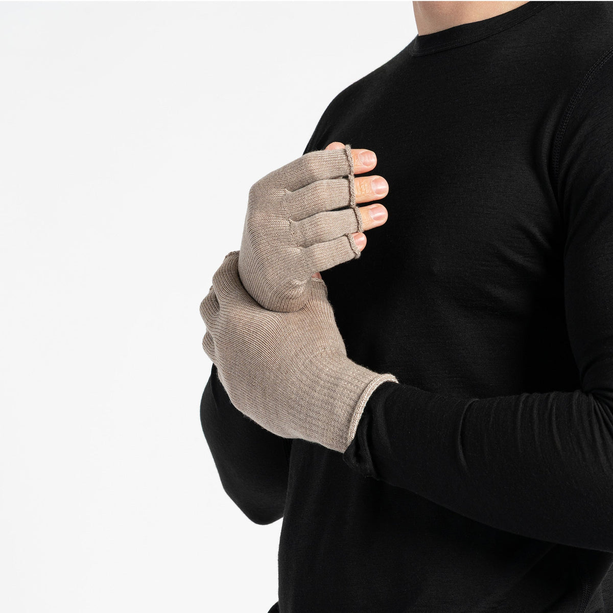 Men's Merino Wool Fingerless Gloves – view 8