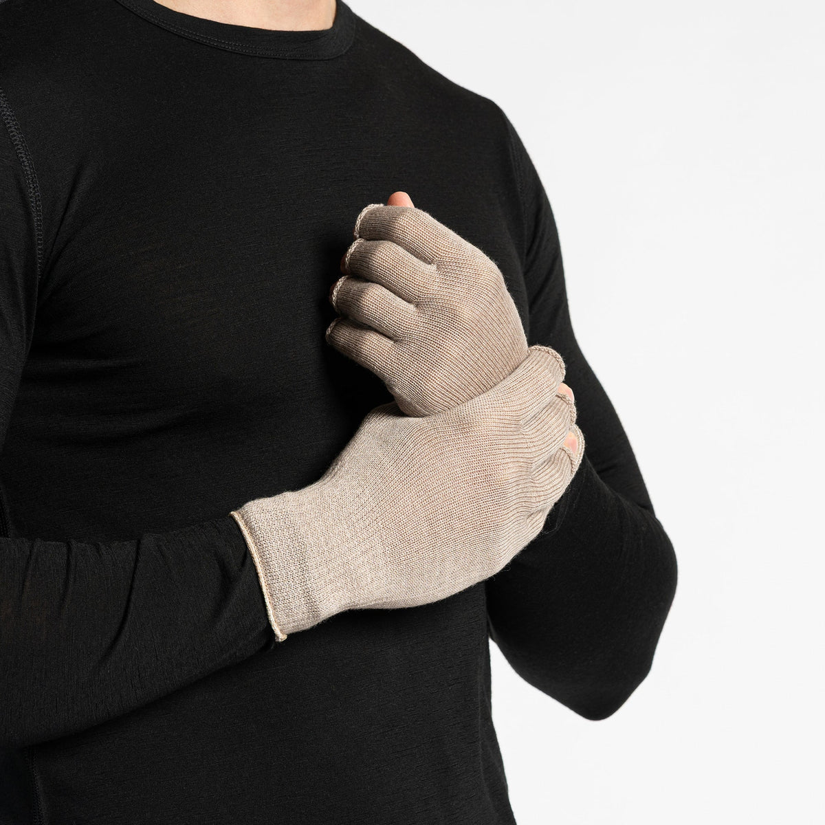 Men's Merino Wool Fingerless Gloves – view 9