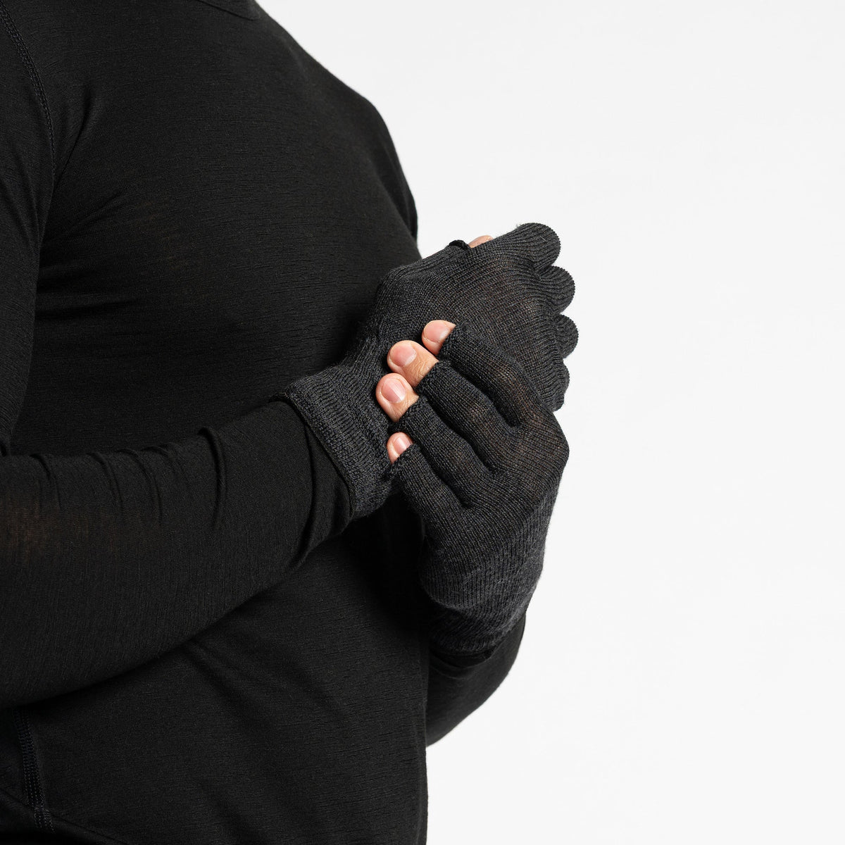 Men's Merino Wool Fingerless Gloves – view 5