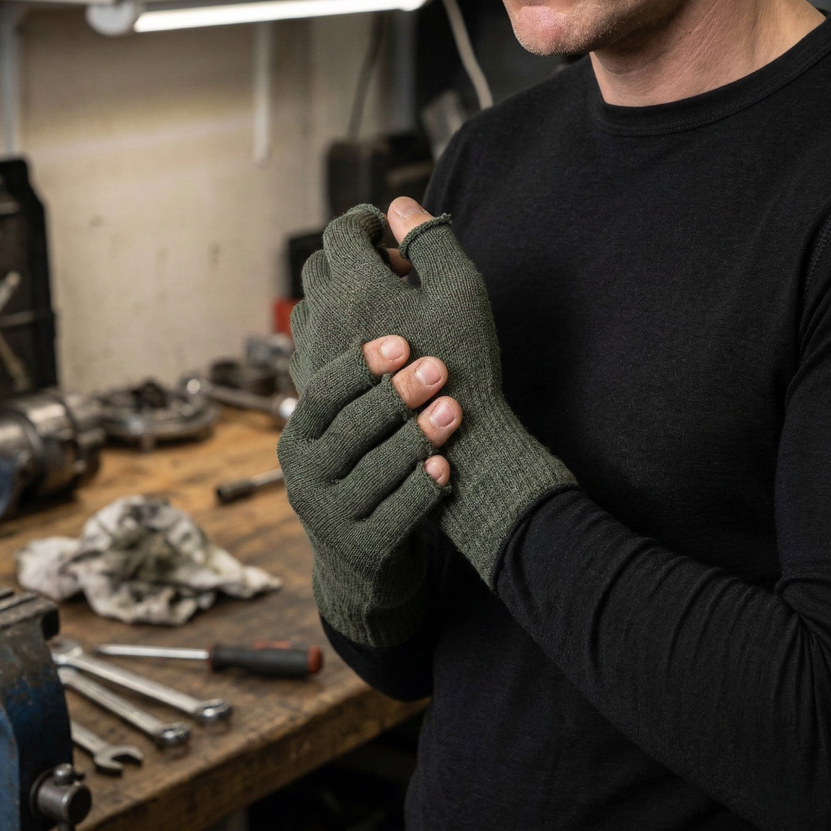 Men's Merino Wool Fingerless Gloves – view 3