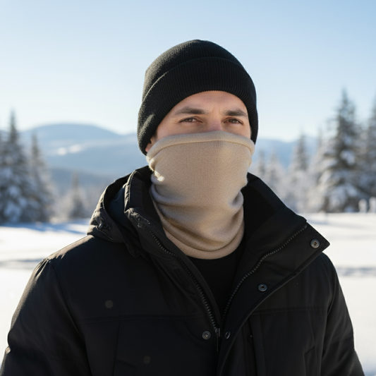Men's Merino Wool and Cashmere Snood Neck Gaiter – Soft Single-Layer Knit, Non-Itchy Warmth