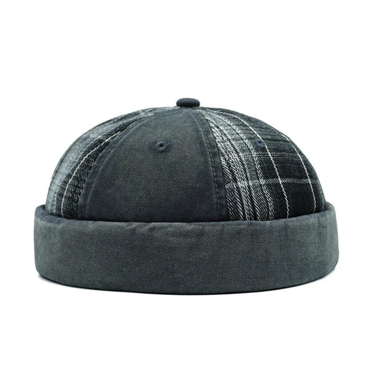 Michigan Men's Patchwork Tartan Brimless Docker Cap – Organic Cotton, Soft Inner Lining, Adjustable Fit
