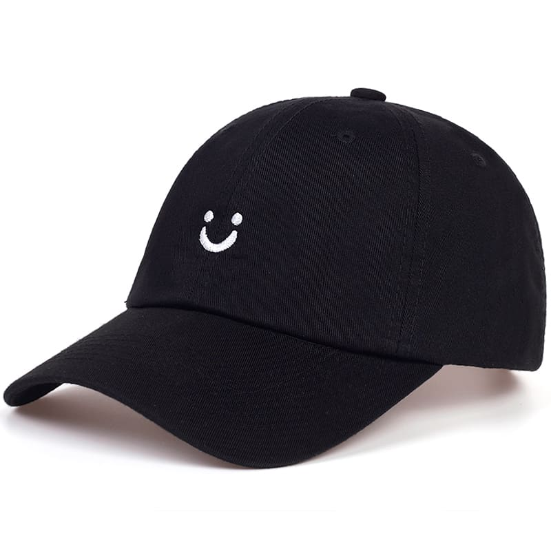 Minimal Smiley Men's Embroidered Cotton Baseball Cap – view 1