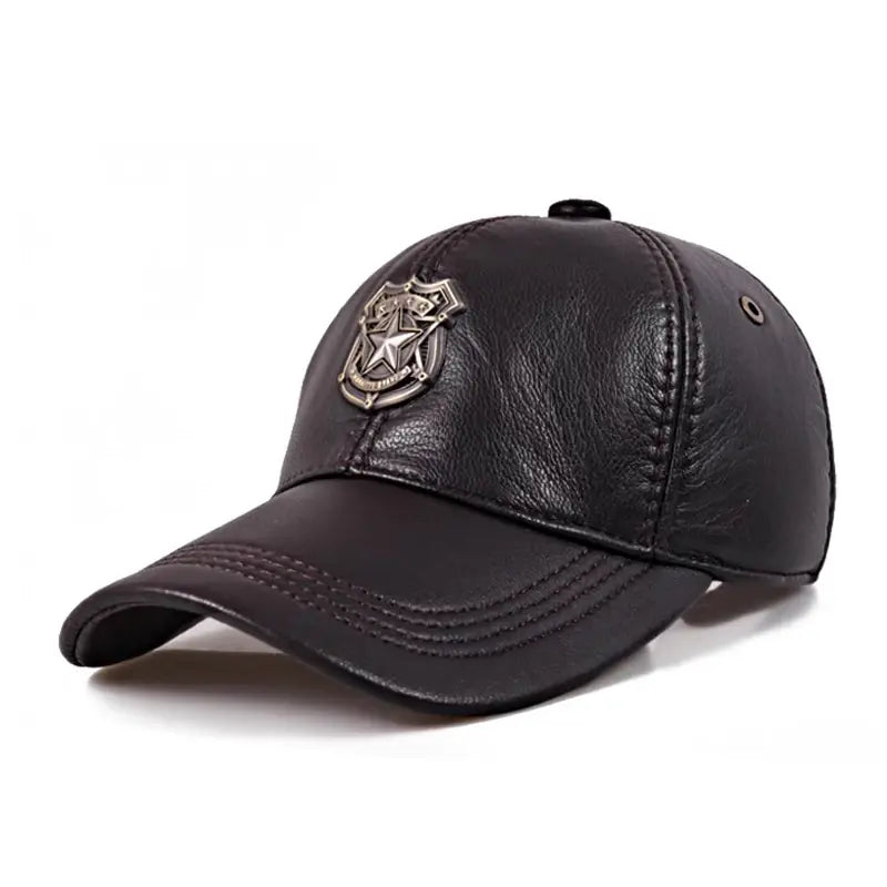 Monaitte Men's Cowhide Leather Baseball Cap – view 1