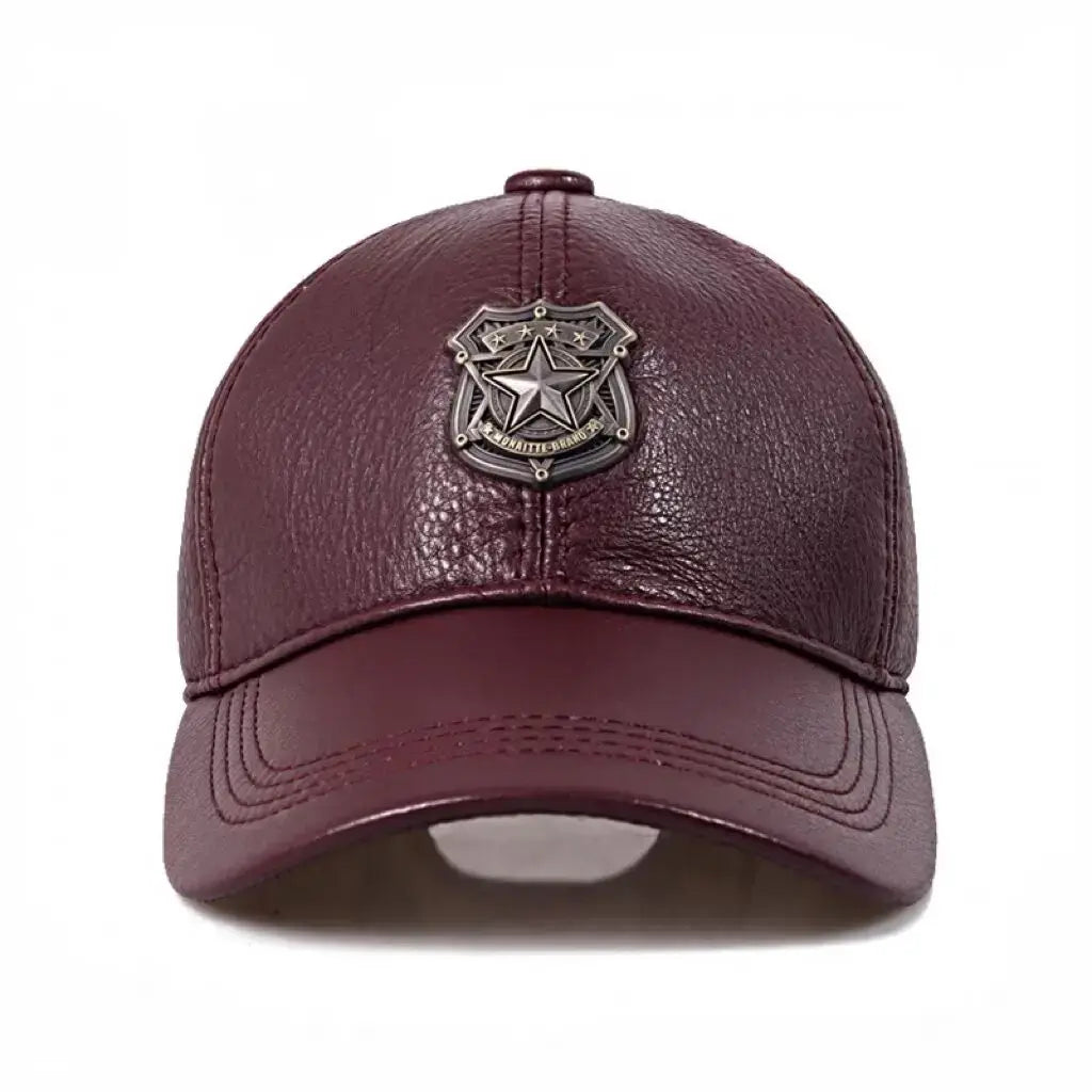 Monaitte Men's Cowhide Leather Baseball Cap – view 4