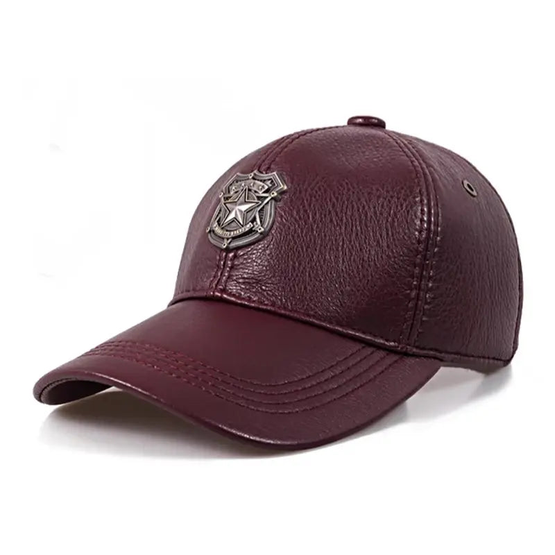 Monaitte Men's Cowhide Leather Baseball Cap – view 3