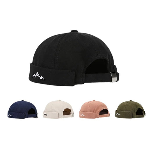 Mountain Silhouette Men's Cotton Docker Cap – Embroidered Detail, Cotton Sweatband, Adjustable Fit