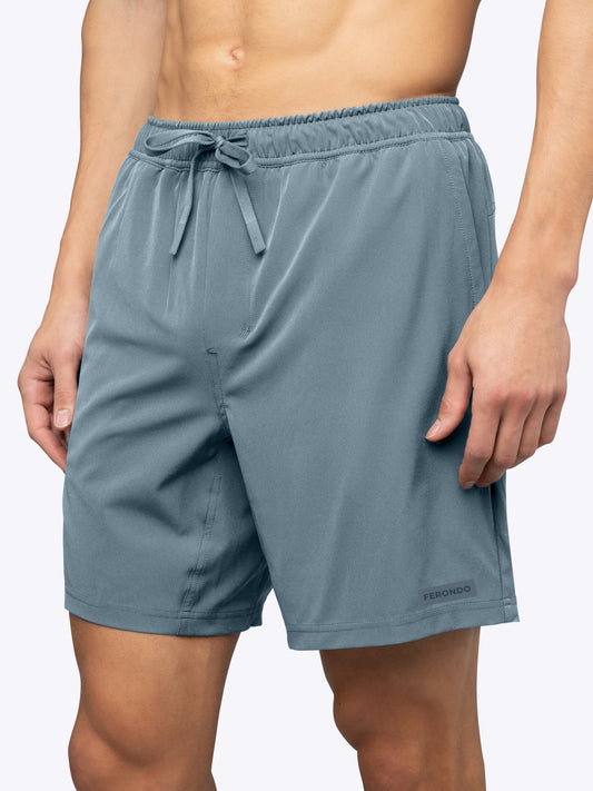 Men's 7 Inch Lined Training Shorts – Built-In Boxer Brief Liner, Breathable Fabric, Classic Fit | Naples Blue
