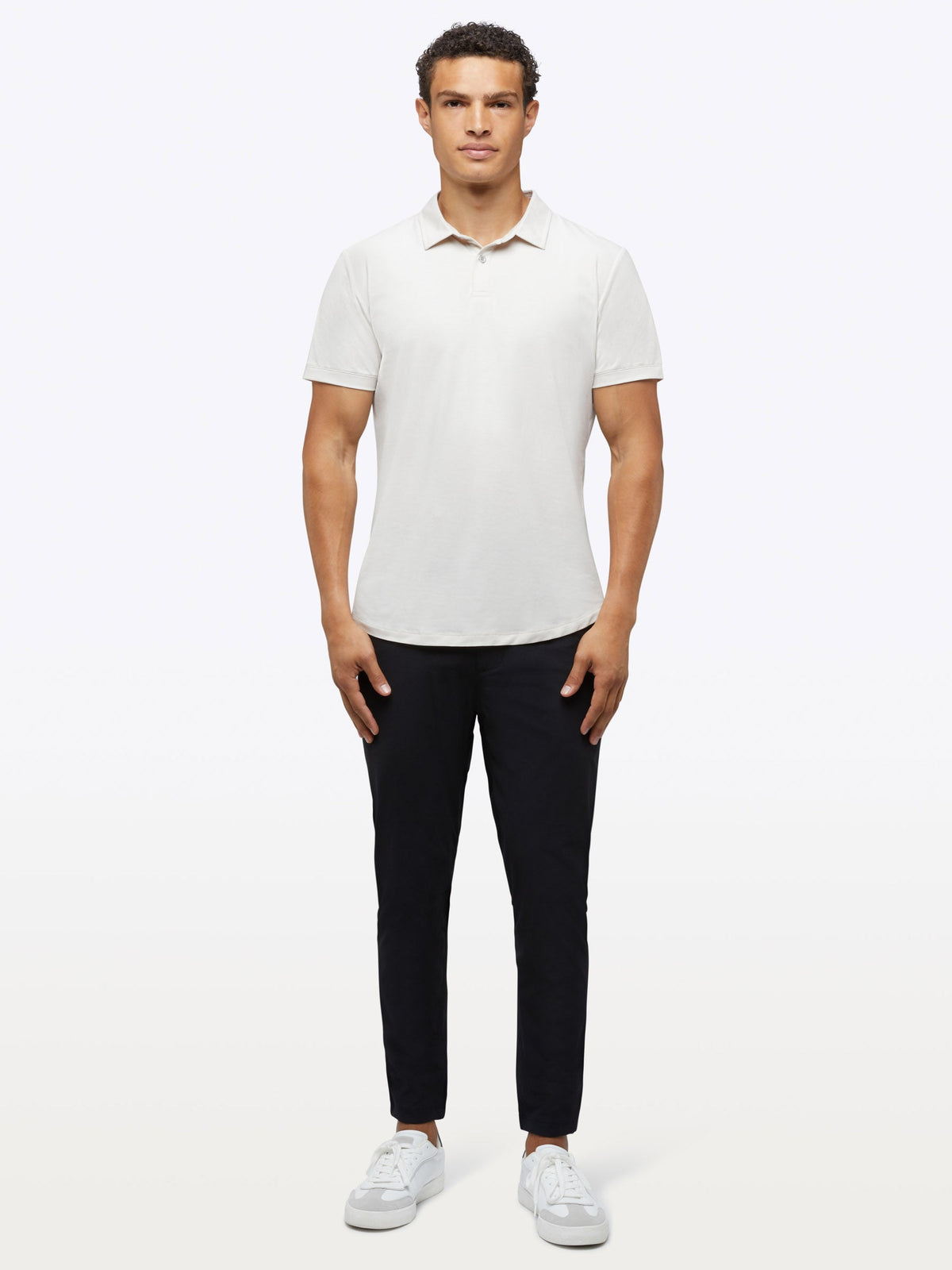 Men's Two-Button Stretch Polo Shirt in Nimbus – view 4