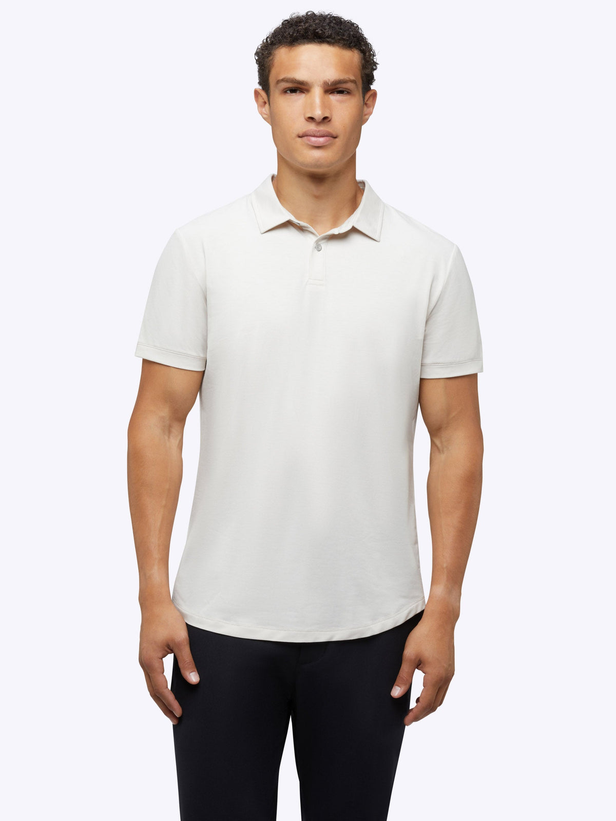 Men's Two-Button Stretch Polo Shirt in Nimbus – view 2