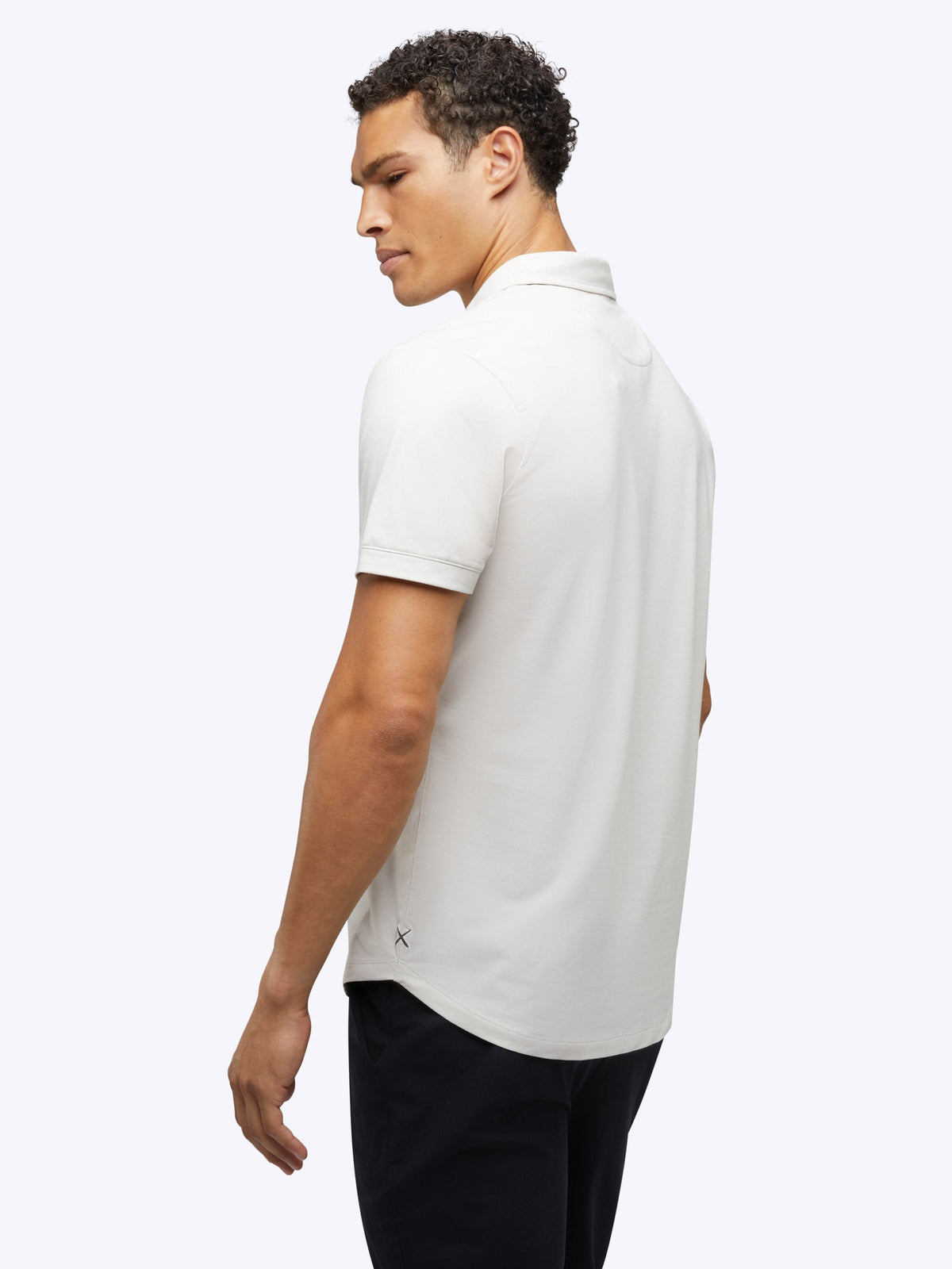 Men's Two-Button Stretch Polo Shirt in Nimbus – view 3
