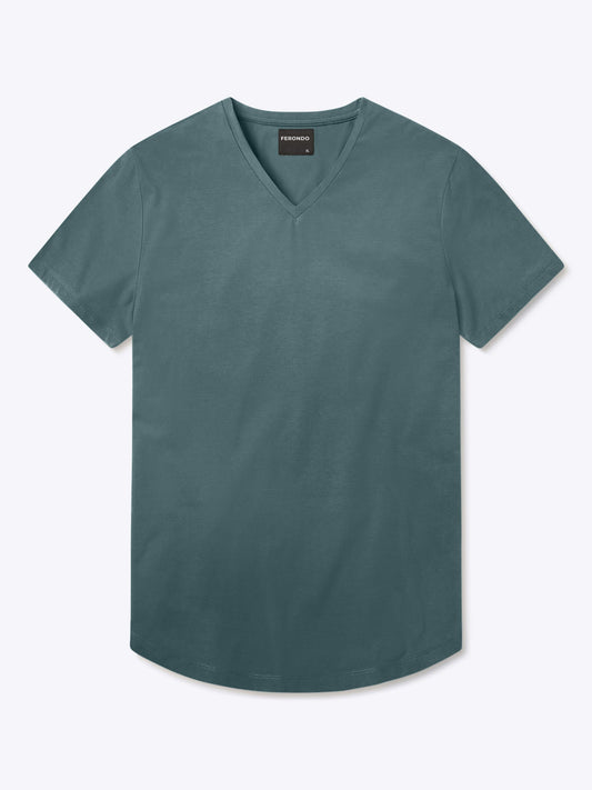 Men's V-Neck Curved Hem T-Shirt – Tailored Fit, Soft Durable Fabric, Reduced Waist Bunching | North Atlantic