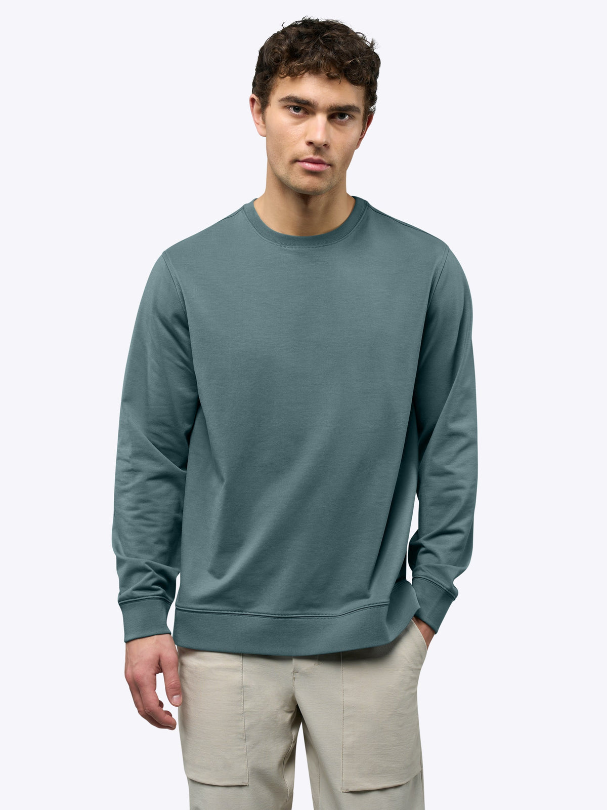 Men's French Terry Split-Hem Crew Neck Sweatshirt in North Atlantic – view 2