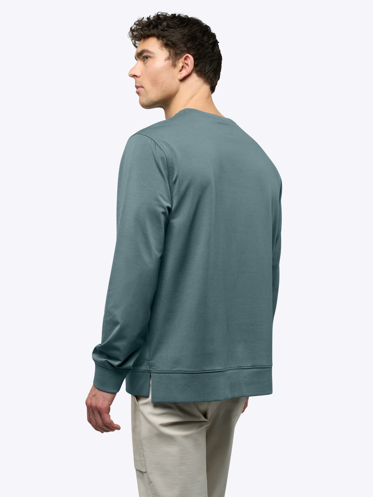 Men's French Terry Split-Hem Crew Neck Sweatshirt in North Atlantic – view 3
