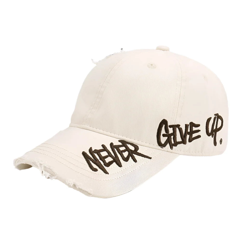 Never Give Up Men's Distressed Baseball Cap – view 8