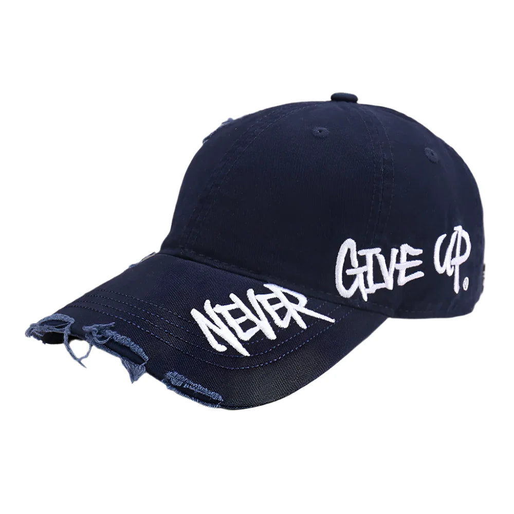 Never Give Up Men's Distressed Baseball Cap – view 1