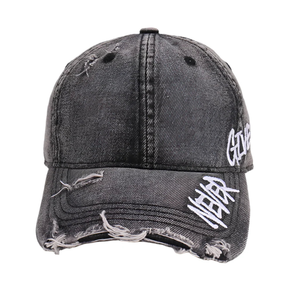 Never Give Up Men's Distressed Baseball Cap – view 9
