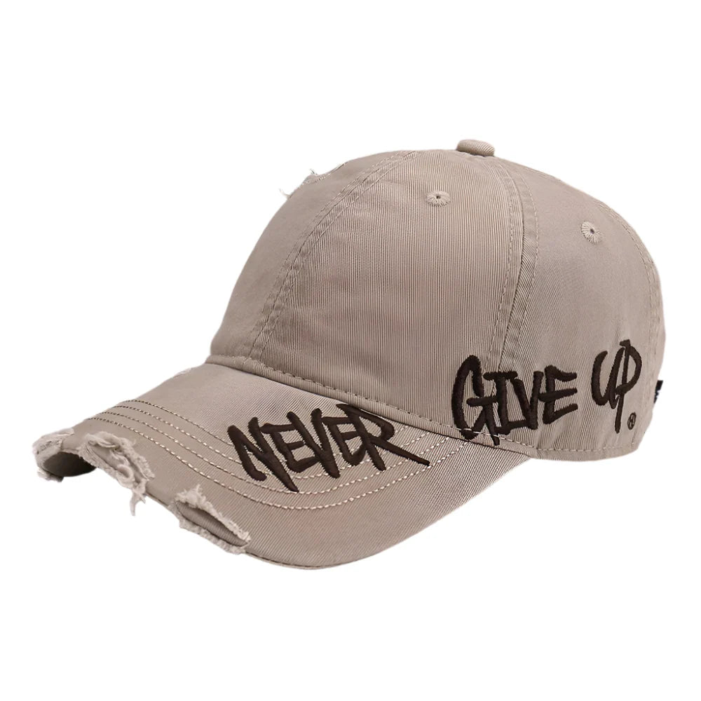 Never Give Up Men's Distressed Baseball Cap – view 6