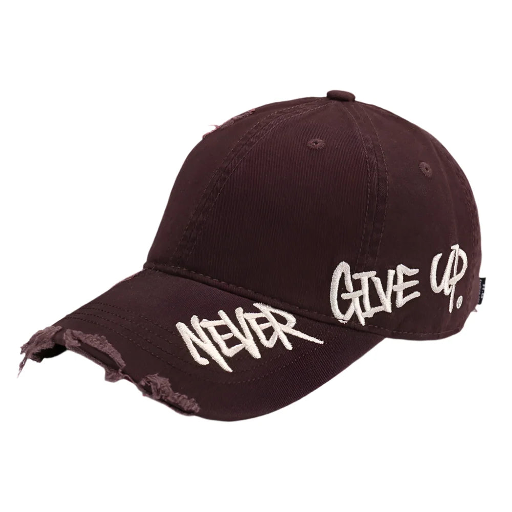 Never Give Up Men's Distressed Baseball Cap – view 5